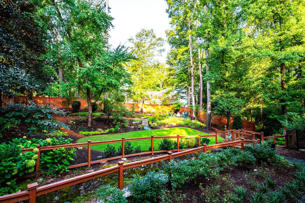 Pathway fence landscaping