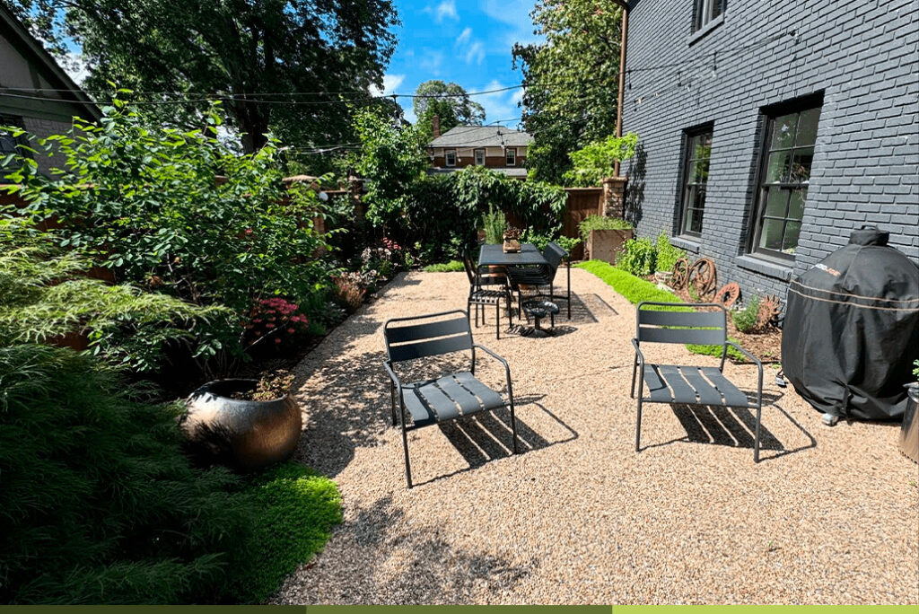 Serene garden with gravel seating area