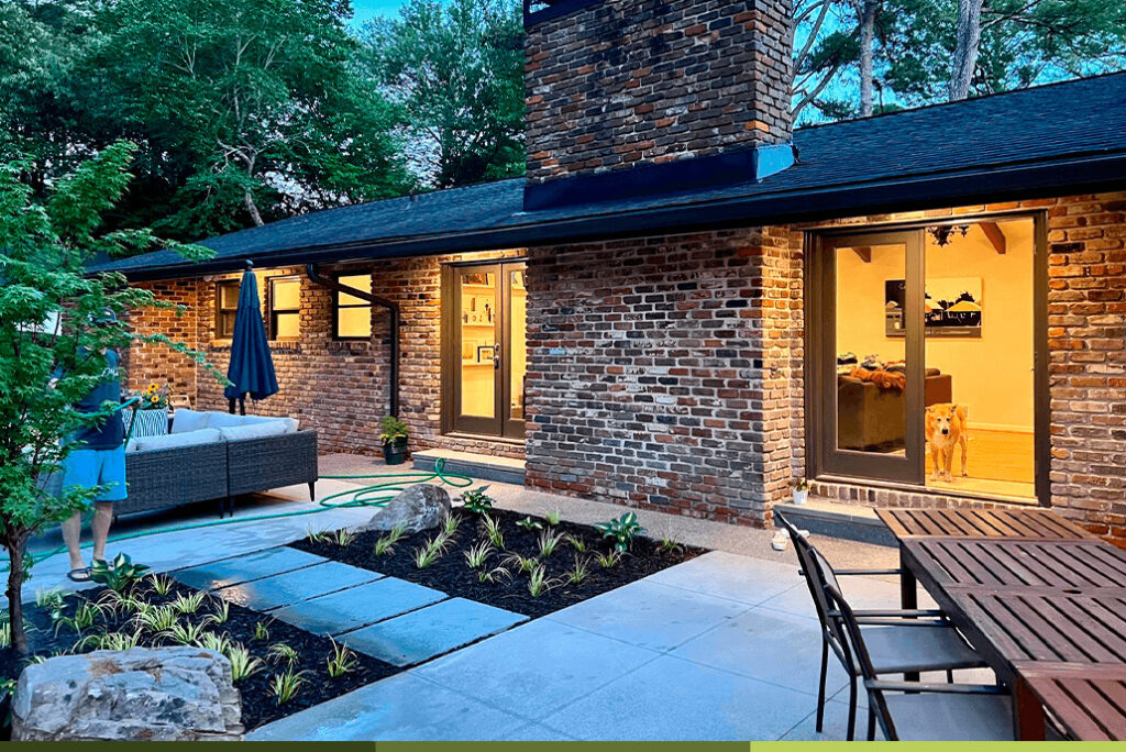 Modern home with outdoor seating area