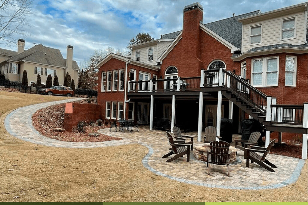Backyard with patio and fire pit